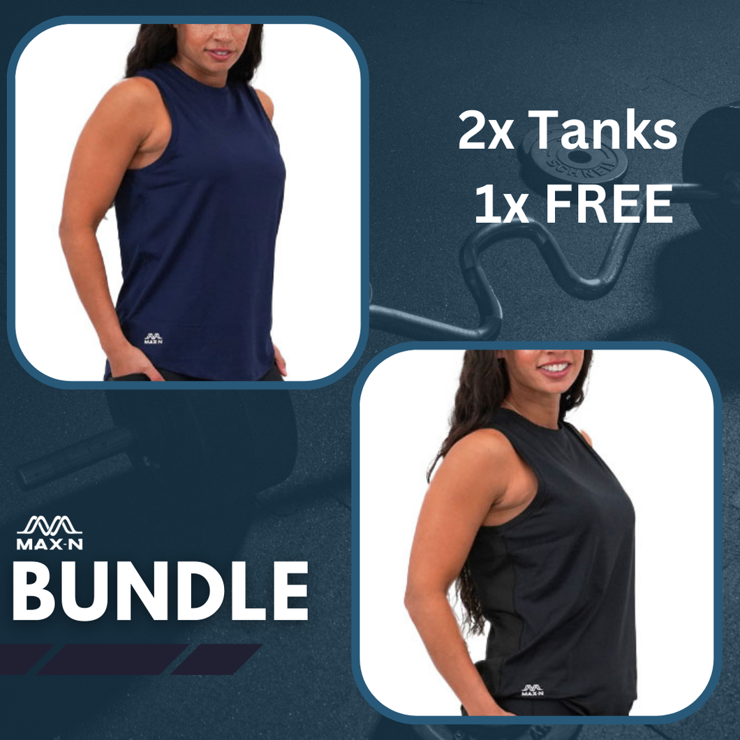 BUNDLE MAX-N Women's Navy and Black Tank for 10% discount plus 1 FREE TANK